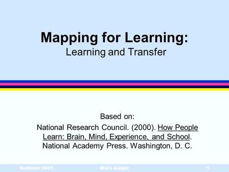 Mapping for Learning: Learning and Transfer