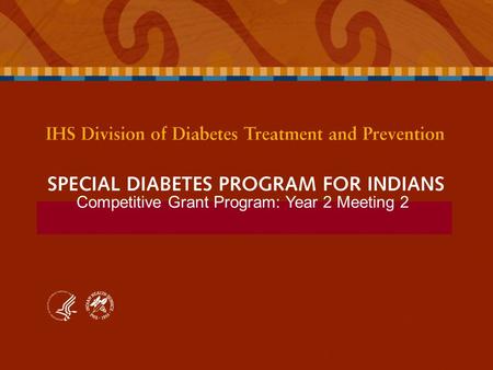 Competitive Grant Program: Year 2 Meeting 2. SPECIAL DIABETES PROGRAM FOR INDIANS Competitive Grant Program: Year 2 Meeting 2 DP DATA COORDINATOR TRAINING.