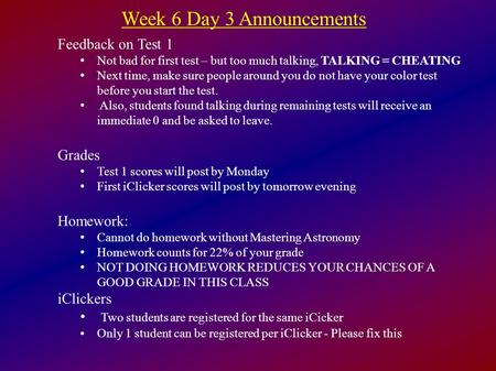 Week 6 Day 3 Announcements