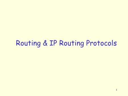 Routing & IP Routing Protocols