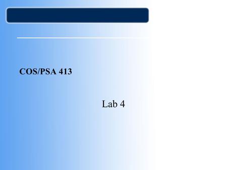 COS/PSA 413 Lab 4. Agenda Lab 3 write-ups due Capstone Proposals due Oct 7 –See guidelines in WebCT Lab Today N105 –Using Accessdata’s ForensicsToolKit.