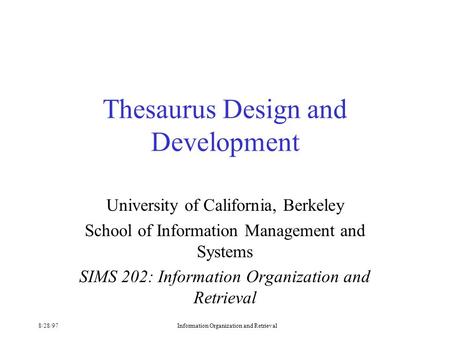 Thesaurus Design and Development