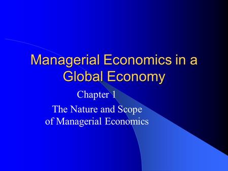 ECW2731 Managerial Economics. ECW2731 Week 1-2 Subject Adviser Dr 