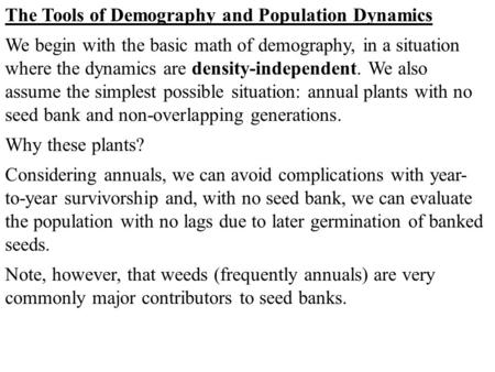 The Tools of Demography and Population Dynamics