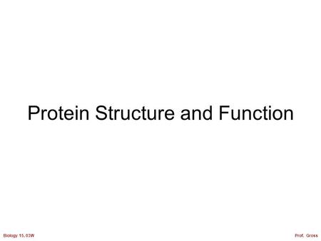 Biology 15, 03WProf. Gross Protein Structure and Function.
