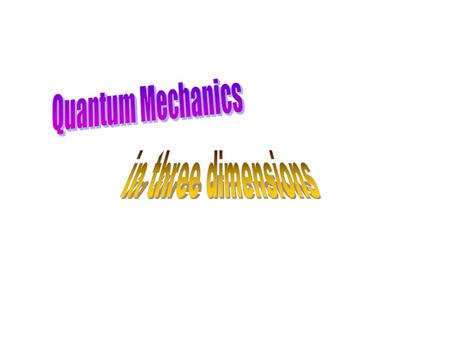 Quantum Mechanics in three dimensions.