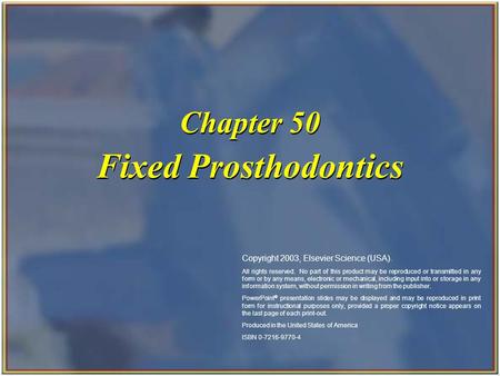 Fixed Prosthodontics Chapter 50