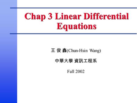 Chap 3 Linear Differential Equations