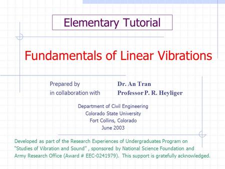 Fundamentals of Linear Vibrations