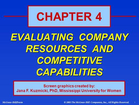 EVALUATING COMPANY RESOURCES AND COMPETITIVE CAPABILITIES