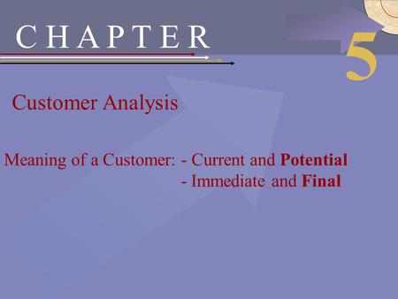 McGraw-Hill/Irwin © 2002 The McGraw-Hill Companies, Inc., All Rights Reserved. C H A P T E R Customer Analysis 5 Meaning of a Customer: - Current and Potential.
