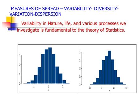 MEASURES OF SPREAD – VARIABILITY- DIVERSITY- VARIATION-DISPERSION