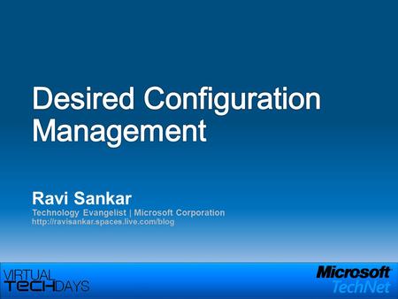 Ravi Sankar Technology Evangelist | Microsoft Corporation
