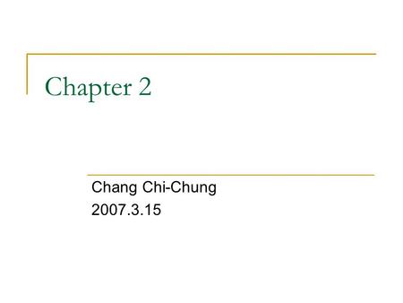 Chapter 2 Chang Chi-Chung 2007.3.15. Lexical Analyzer The tasks of the lexical analyzer:  Remove white space and comments  Encode constants as tokens.