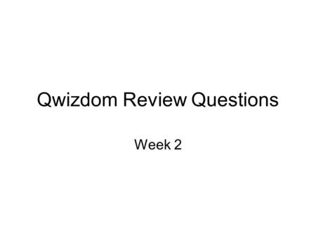 Qwizdom Review Questions Week 2. Example Exam Question, p.18 A new method of measuring phosphorus levels in soil is under consideration. A sample of 11.