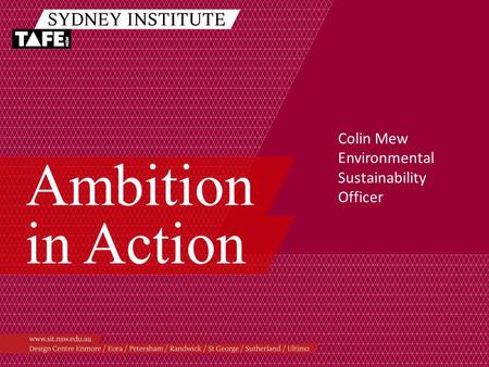 Ambition in Action Colin Mew Environmental Sustainability Officer.