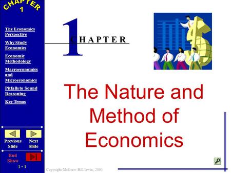 1 - 1 Copyright McGraw-Hill/Irwin, 2005 The Economics Perspective Why Study Economics Economic Methodology Macroeconomics and Microeconomics Pitfalls.