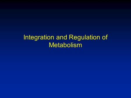 Integration and Regulation of Metabolism. Srere’s ARB Figure There are relatively few metabolites that connect with more than one or two others.