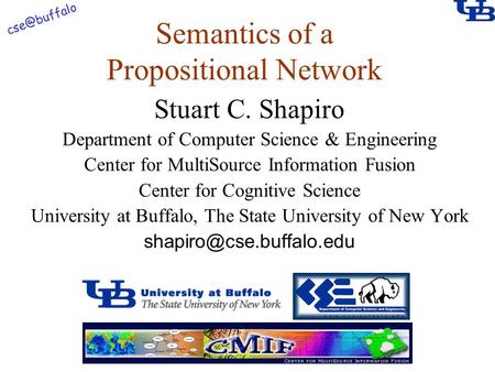 Semantics of a Propositional Network Stuart C. Shapiro Department of Computer Science & Engineering Center for MultiSource Information Fusion.