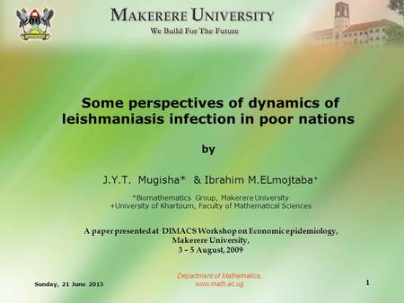 A paper presented at DIMACS Workshop on Economic epidemiology,