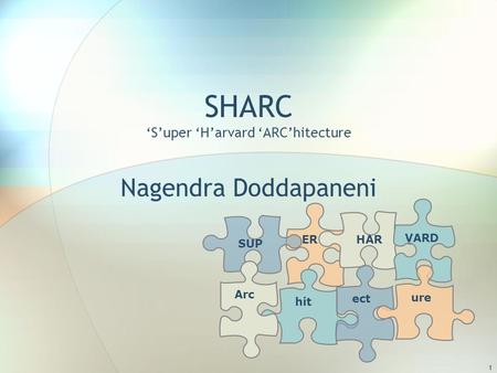 1 SHARC ‘S’uper ‘H’arvard ‘ARC’hitecture Nagendra Doddapaneni ER hit HAR ect VARD ure SUP Arc.