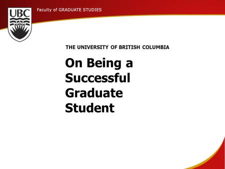 On Being a Successful Graduate Student
