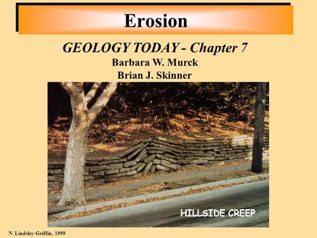Erosion GEOLOGY TODAY - Chapter 7 Barbara W. Murck Brian J. Skinner HILLSIDE CREEP N. Lindsley-Griffin, 1999.