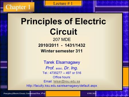 Principles of Electric Circuit