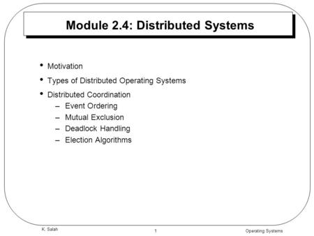 Module 2.4: Distributed Systems