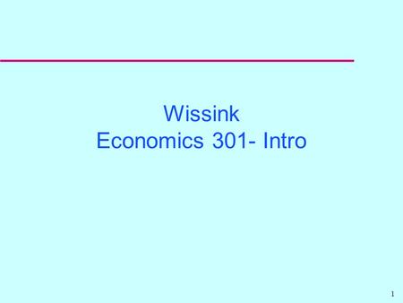 Wissink Economics 301- Intro