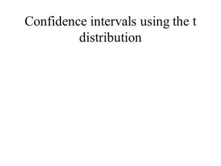 Confidence intervals using the t distribution. Chapter 6 t scores as estimates of z scores; t curves as approximations of z curves Estimated standard.