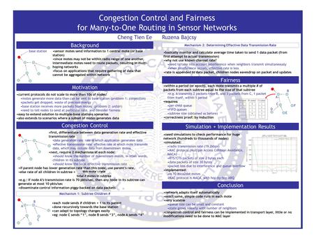 Congestion Control and Fairness for Many-to-One Routing in Sensor Networks Cheng Tien Ee Ruzena Bajcsy Motivation Congestion Control Background Simulation.