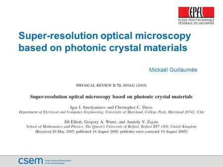 Introduction: Optical Microscopy and Diffraction Limit