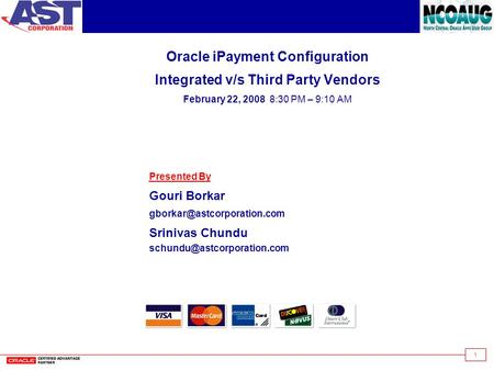 Oracle iPayment Configuration Integrated v/s Third Party Vendors