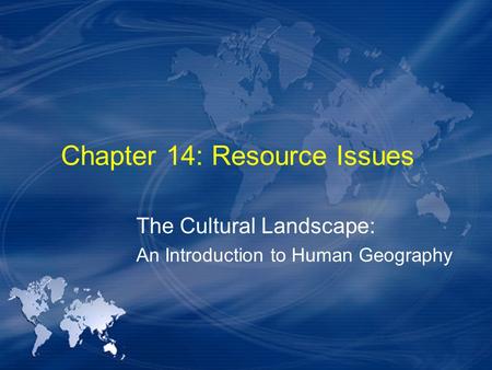 Chapter 14: Resource Issues