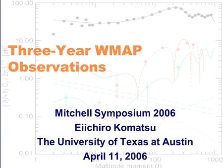 Three-Year WMAP Observations Mitchell Symposium 2006 Eiichiro Komatsu The University of Texas at Austin April 11, 2006.