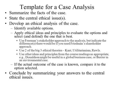 Template for a Case Analysis