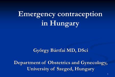 Emergency contraception in Hungary