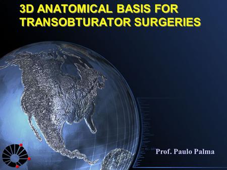 3D ANATOMICAL BASIS FOR TRANSOBTURATOR SURGERIES Prof. Paulo Palma.