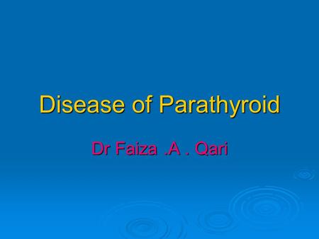 Disease of Parathyroid