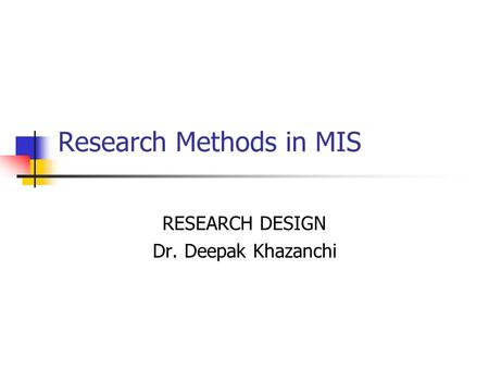 Research Methods in MIS