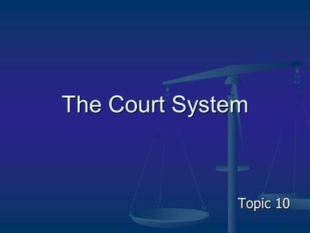 The Court System Topic 10.