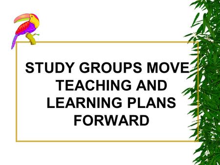 STUDY GROUPS MOVE TEACHING AND LEARNING PLANS FORWARD.