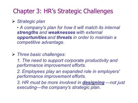 Chapter 3: HR’s Strategic Challenges