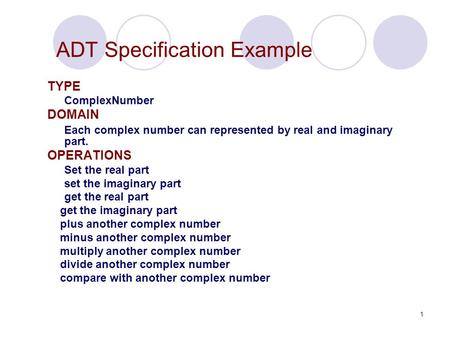 ADT Specification Example