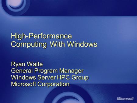 High-Performance Computing With Windows