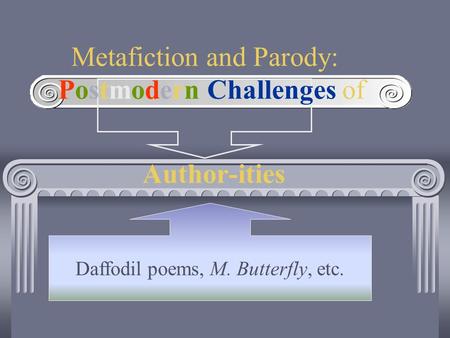 Author-ities Daffodil poems, M. Butterfly, etc. Metafiction and Parody: Postmodern Challenges of.