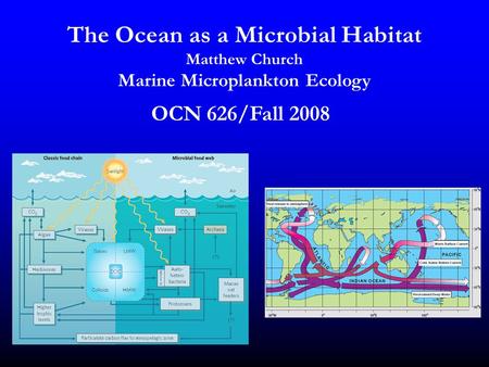 The Ocean as a Microbial Habitat Matthew Church Marine Microplankton Ecology OCN 626/Fall 2008.