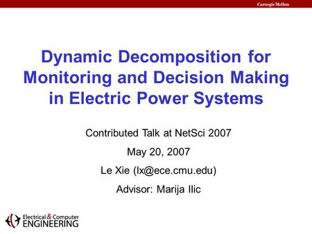 Contributed Talk at NetSci 2007