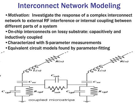 Interconnect Network Modeling Motivation: Investigate the response of a complex interconnect network to external RF interference or internal coupling between.